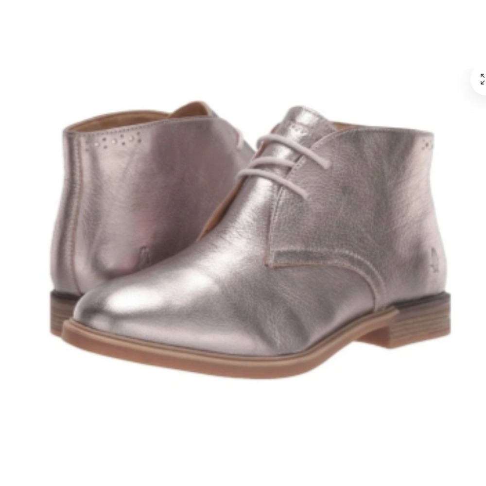 Hush Puppies Womens Bailey Chukka Metallic Leather Boots Lace Up Ankle 7.5 Wide